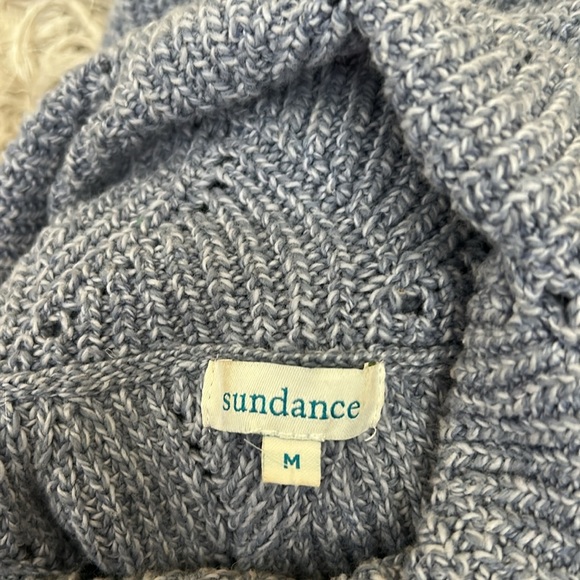 Sundance Champlain Blue Cotton/Silk Blend Pointelle Turtleneck Sweater size M - Picture 7 of 10